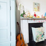 Interior of artist's home at Christmas in Hastings