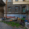 Old yard near Odessa opera theater in the evening