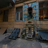 Courtyard with small fountain in Odessa histiorical center